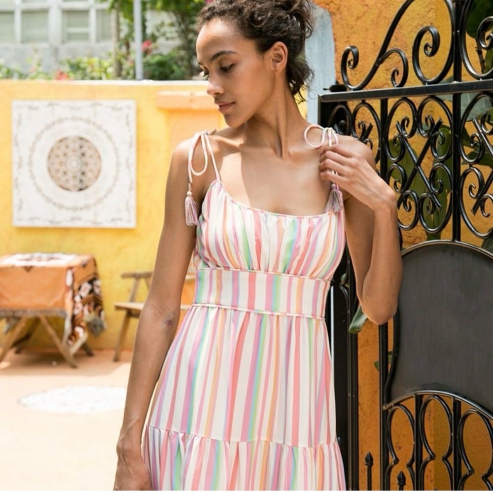 Chicwish Pastel Striped Maxi Dress - Picture 2 of 2